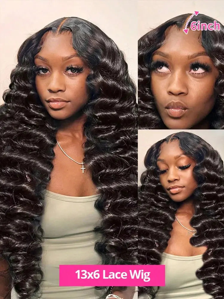 Deep Wave Preplucked Lace Front Human Hair Wig For Women