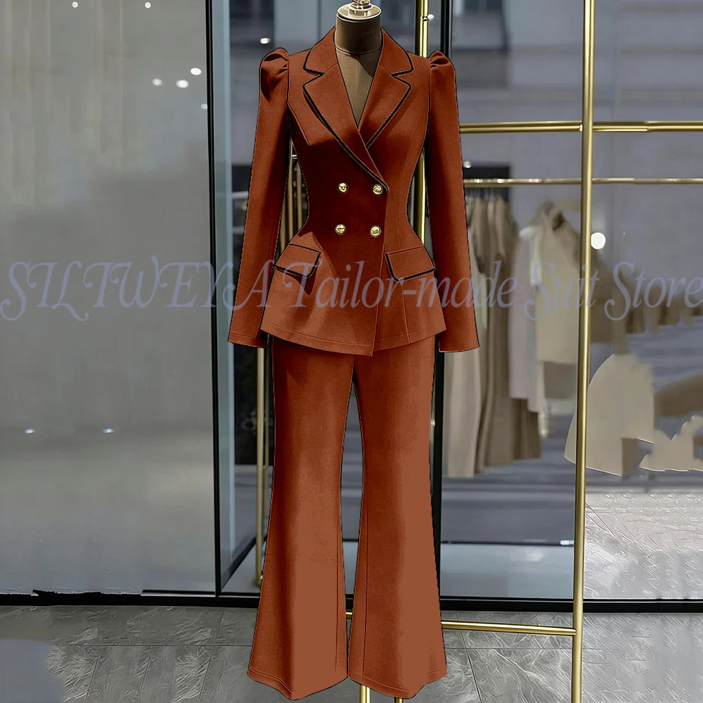 Double Breasted Blazer Set With Side Pockets For Women