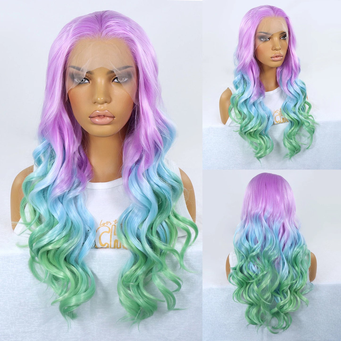 613 Blonde Ombre Orange Red Synthetic Lace Front Wigs For Women Cosplay Long Curly Heat Resistant Hair Wig Glueless Frontal Wigs