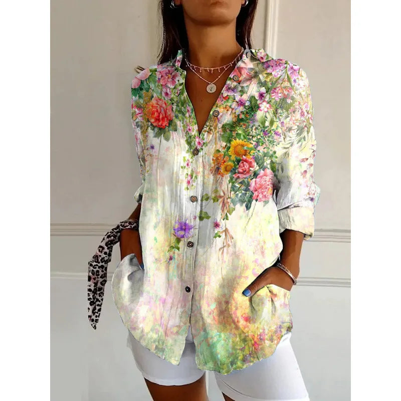 Ditsy Floral Oversized Dropped Shoulder Blouse for Women
