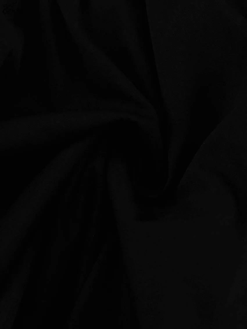 Oymimi Elegant Black Patchwork Women's Dress Casual Peter Pan Collar Three Quarter Sleeve Dresses Fashion Pleated Mini Dresses