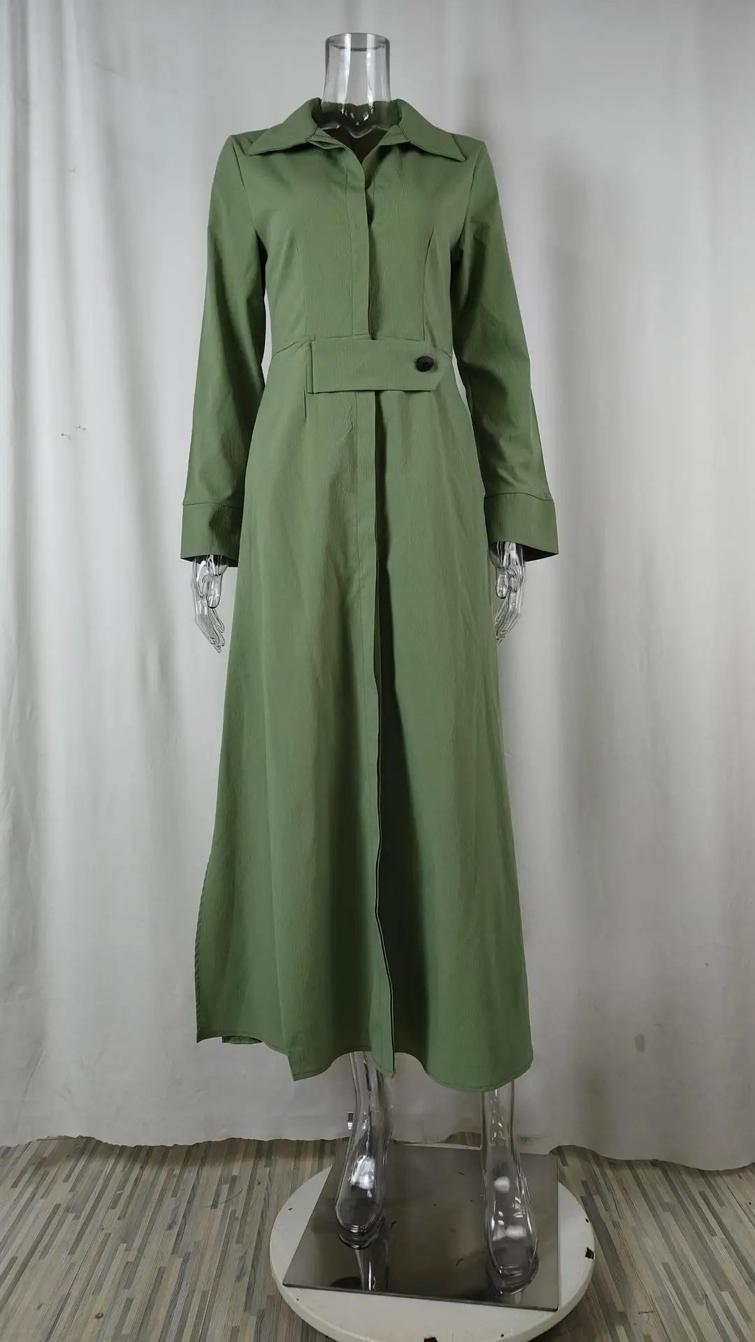Autumn Elegant Long Sleeve V Neck Shirt Dress for Women