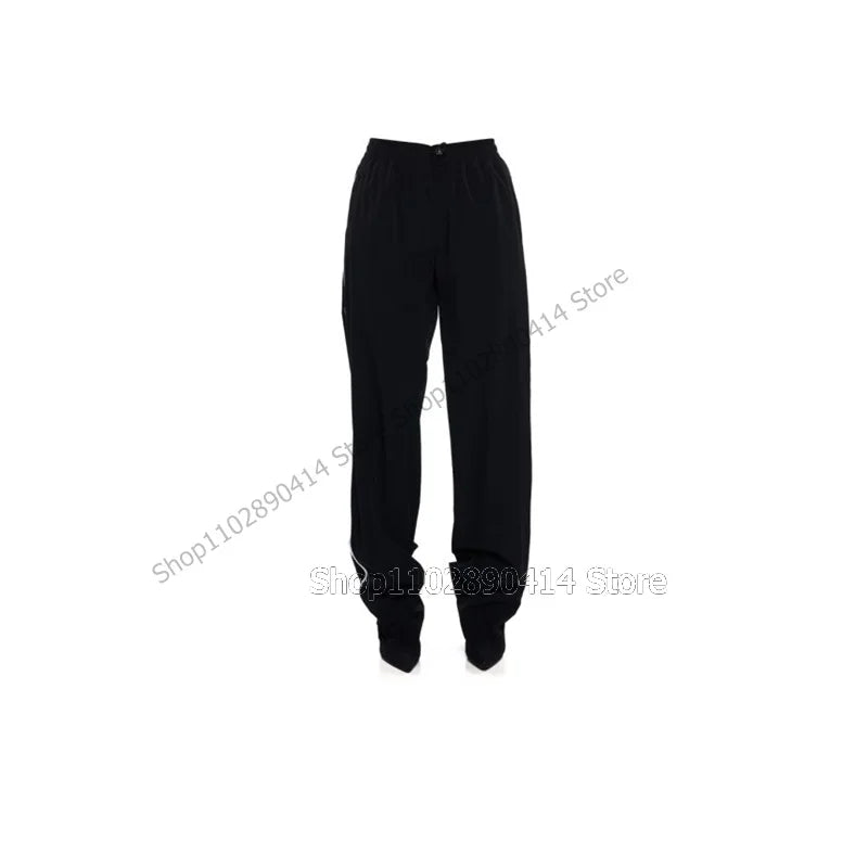 Multi Color Striped Pointed Toe High Stiletto Pant Boots For Women