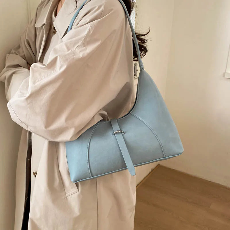 Solid Color Faux Leather Hobo Shoulder Bag for Women