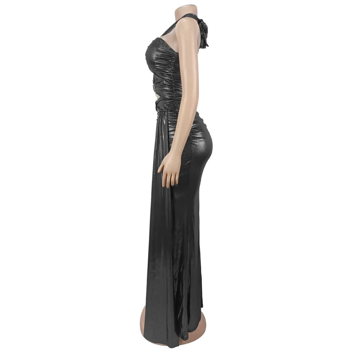 Sleeveless Halter Backless Slit Bodycon Maxi Dress for Women