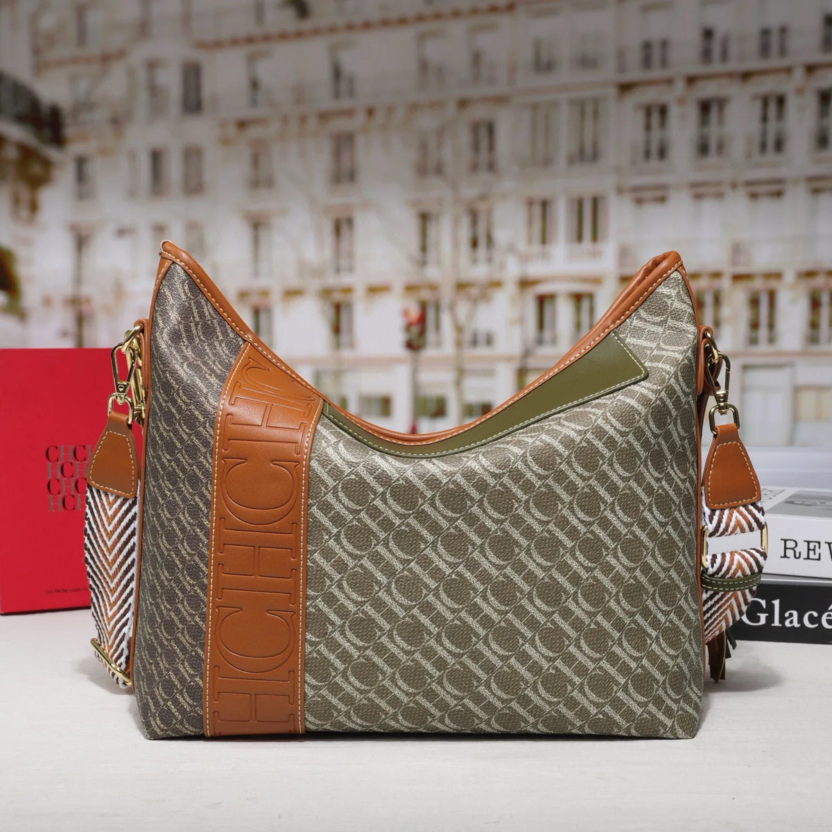 Textured Letter Print Tote And Crossbody Bag for Women