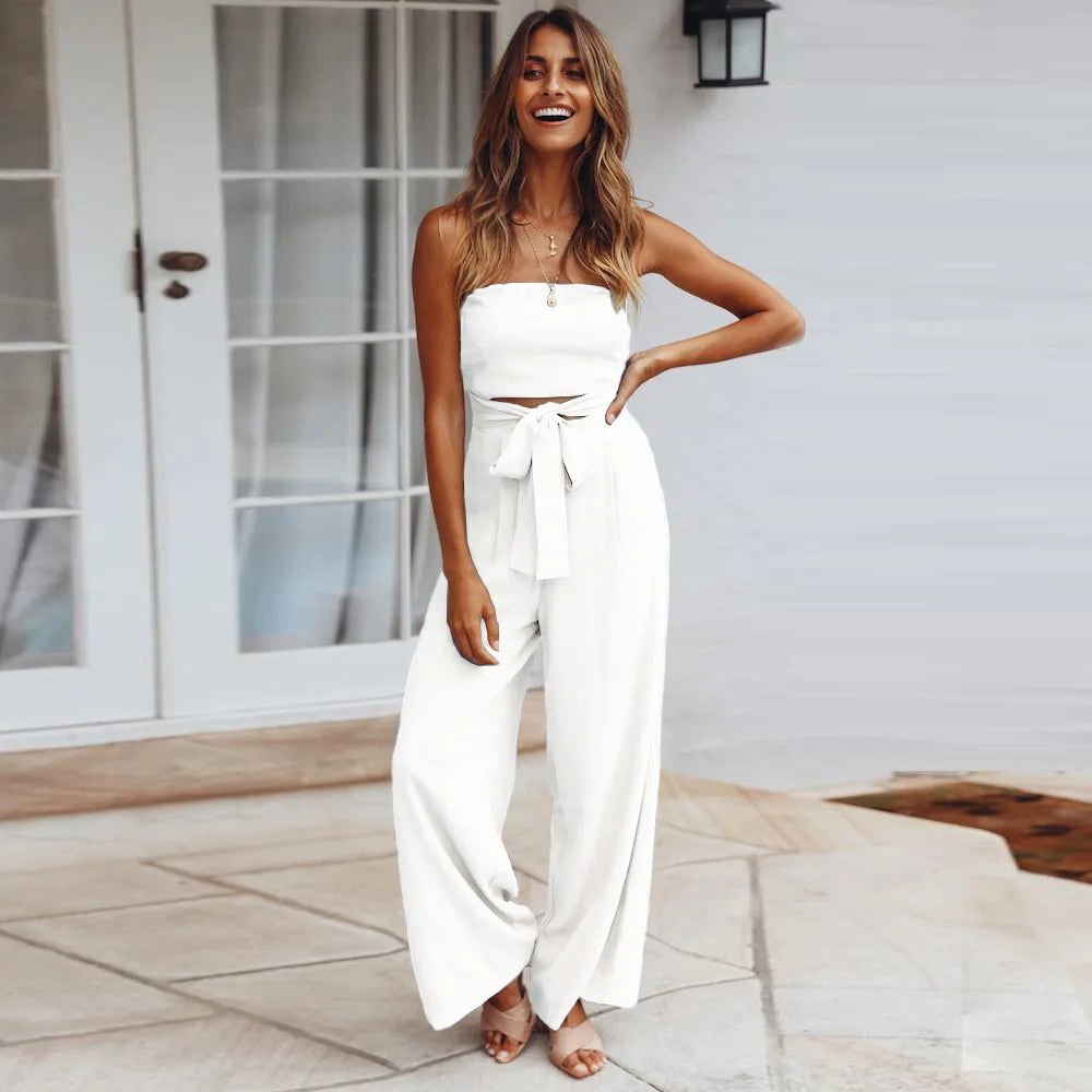 Casual Backless Slim Suspenders Straight Jumpsuit for Women