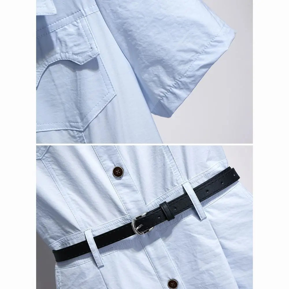 Elegant Lightweight French Blue Shirt Dress for Women