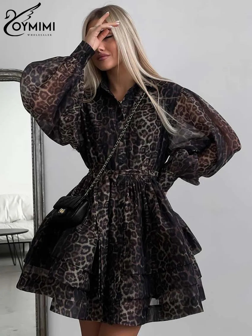 Leopard Print Lace-Up Mini Dress