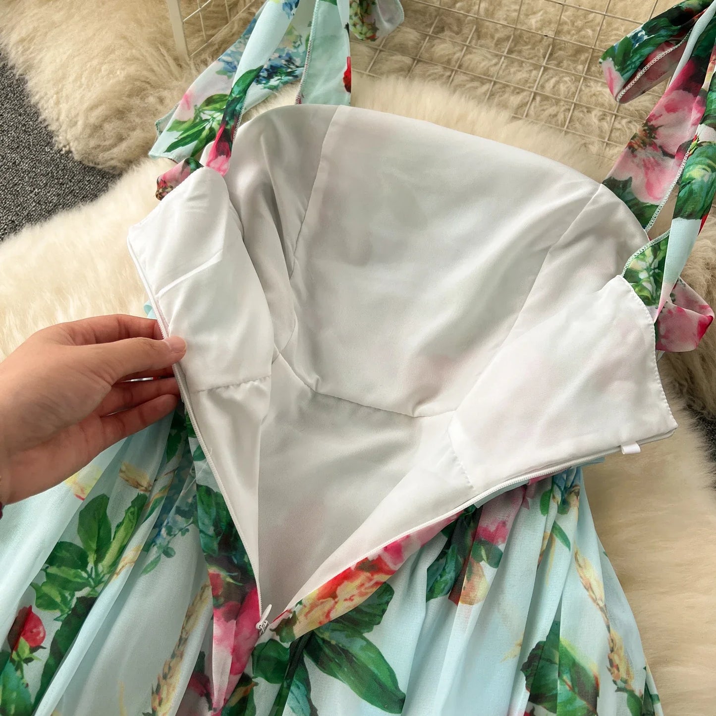 Elegant Floral Off Shoulder A Line Dress for Women