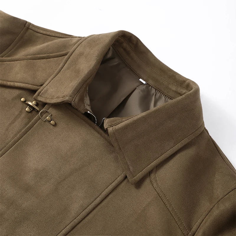 Elegant Metal Button Asymmetric Coat With Turn Down Collar for Women