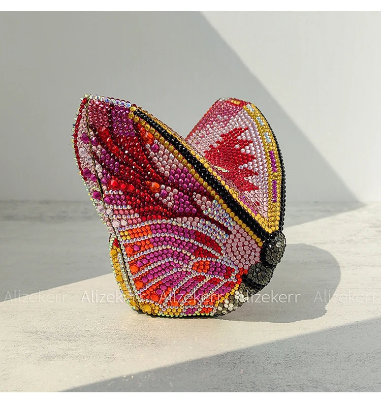 Alizekerr Butterfly Diamond Evening Bags Women 2025 Luxury Designer Gorgeous Rhinestone Clutch Purses And Handbags Wedding Party