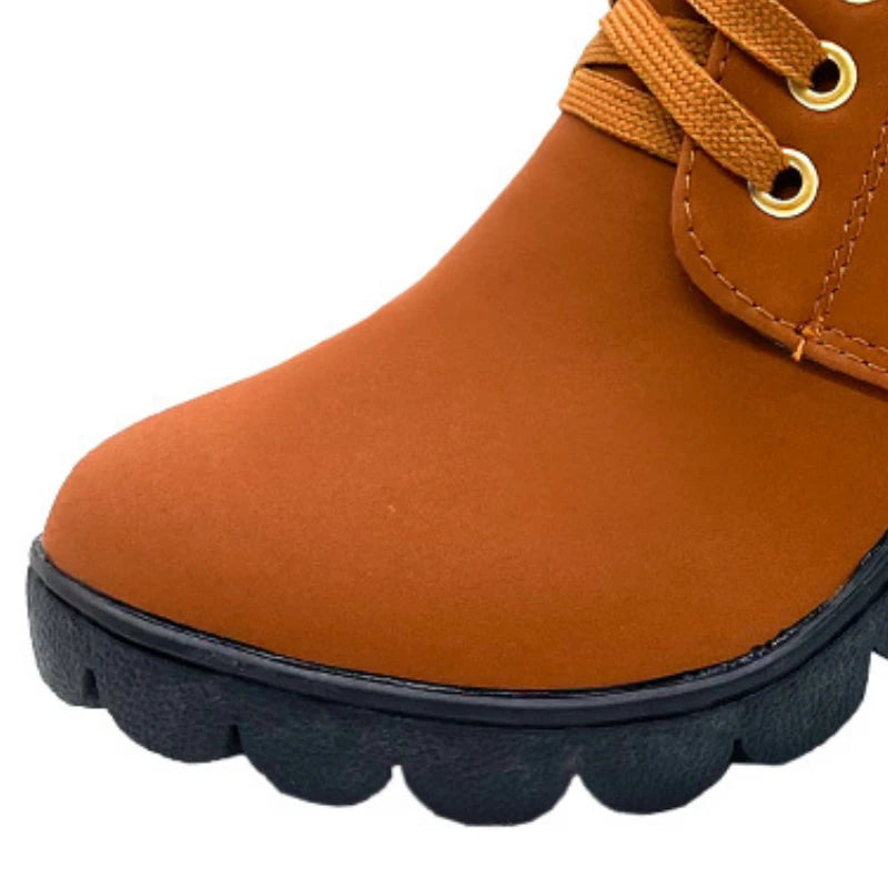 Lace-Up Platform Ankle Boots With Square Heels for Women