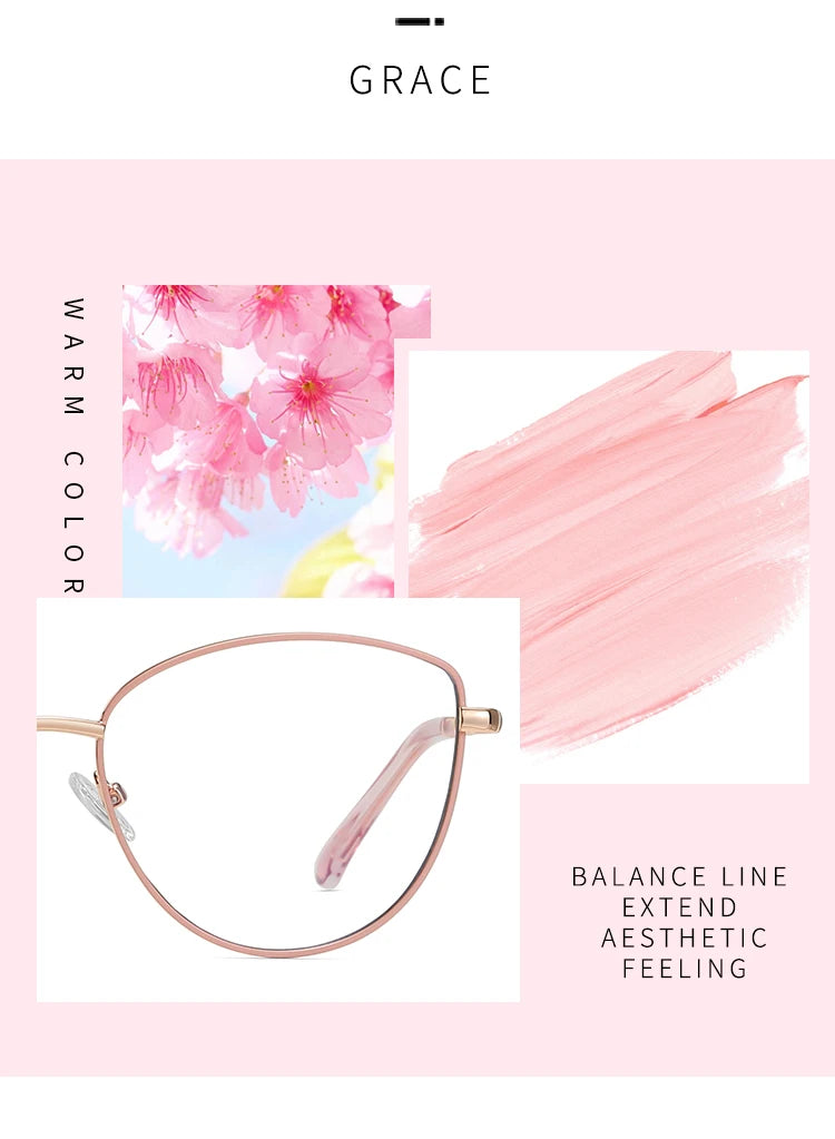 Spring Hinge Cat Eye Prescription Glasses for Women