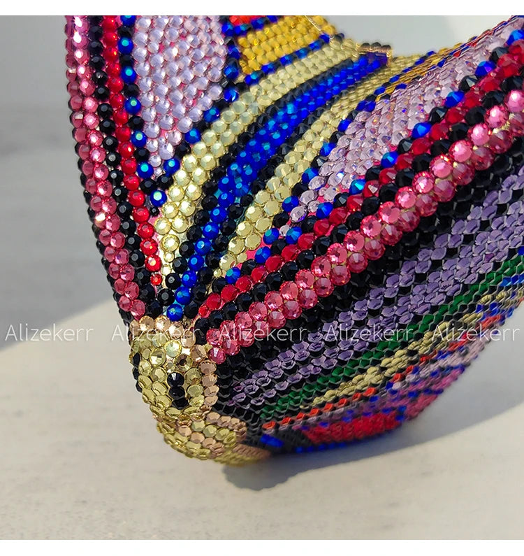 Alizekerr Butterfly Diamond Evening Bags Women 2025 Luxury Designer Gorgeous Rhinestone Clutch Purses And Handbags Wedding Party