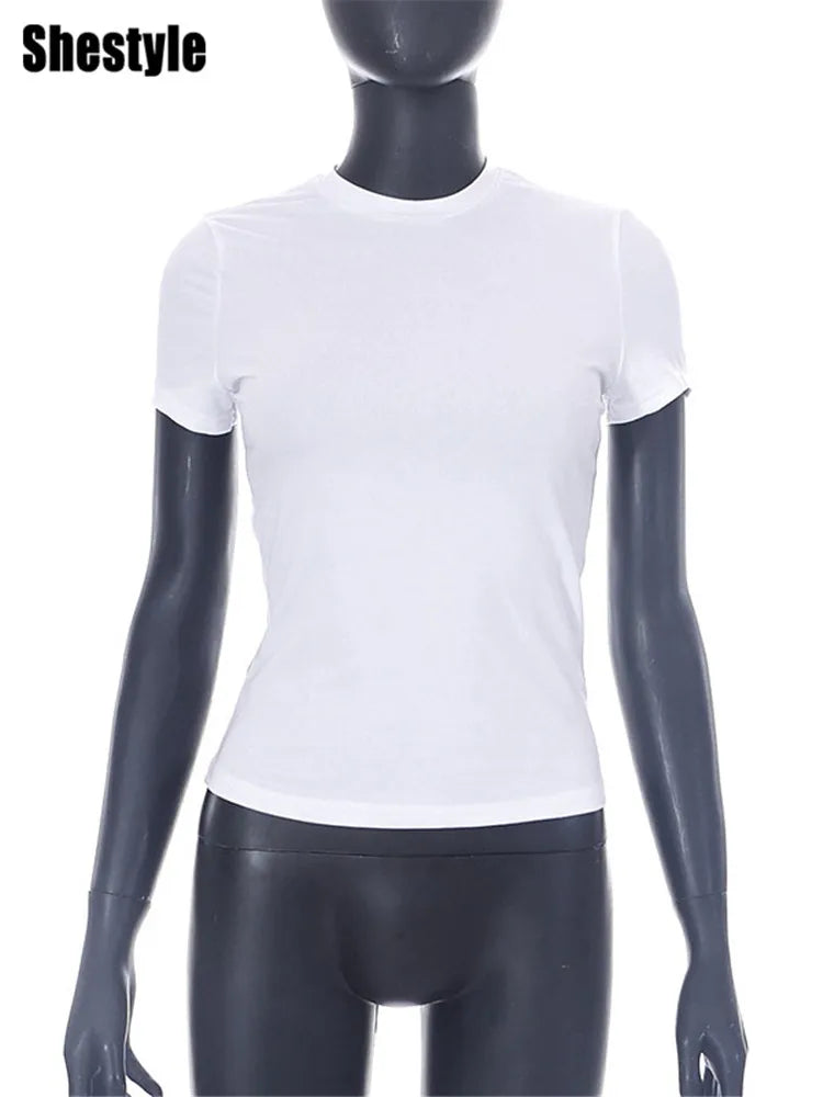 Casual Stretchy Short Sleeve O Neck T Shirt for Women