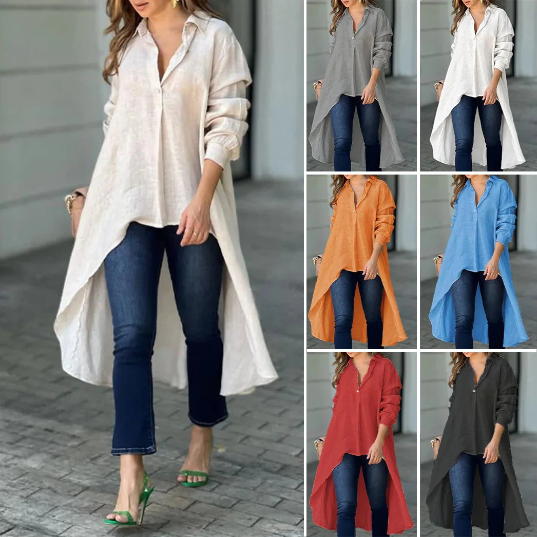 Long Sleeve Irregular Front Top