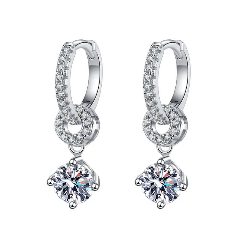 White Gold Plated Moissanite Drop Earrings for Women