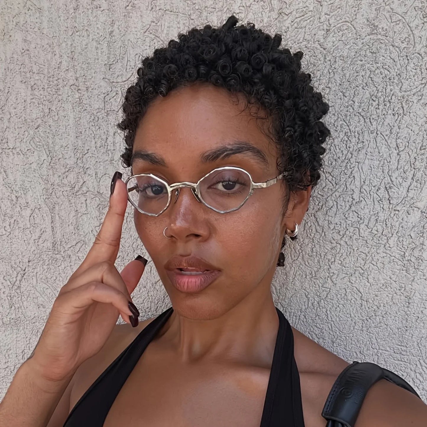 Delicate Natural Short Curly Wig With Bangs For Women