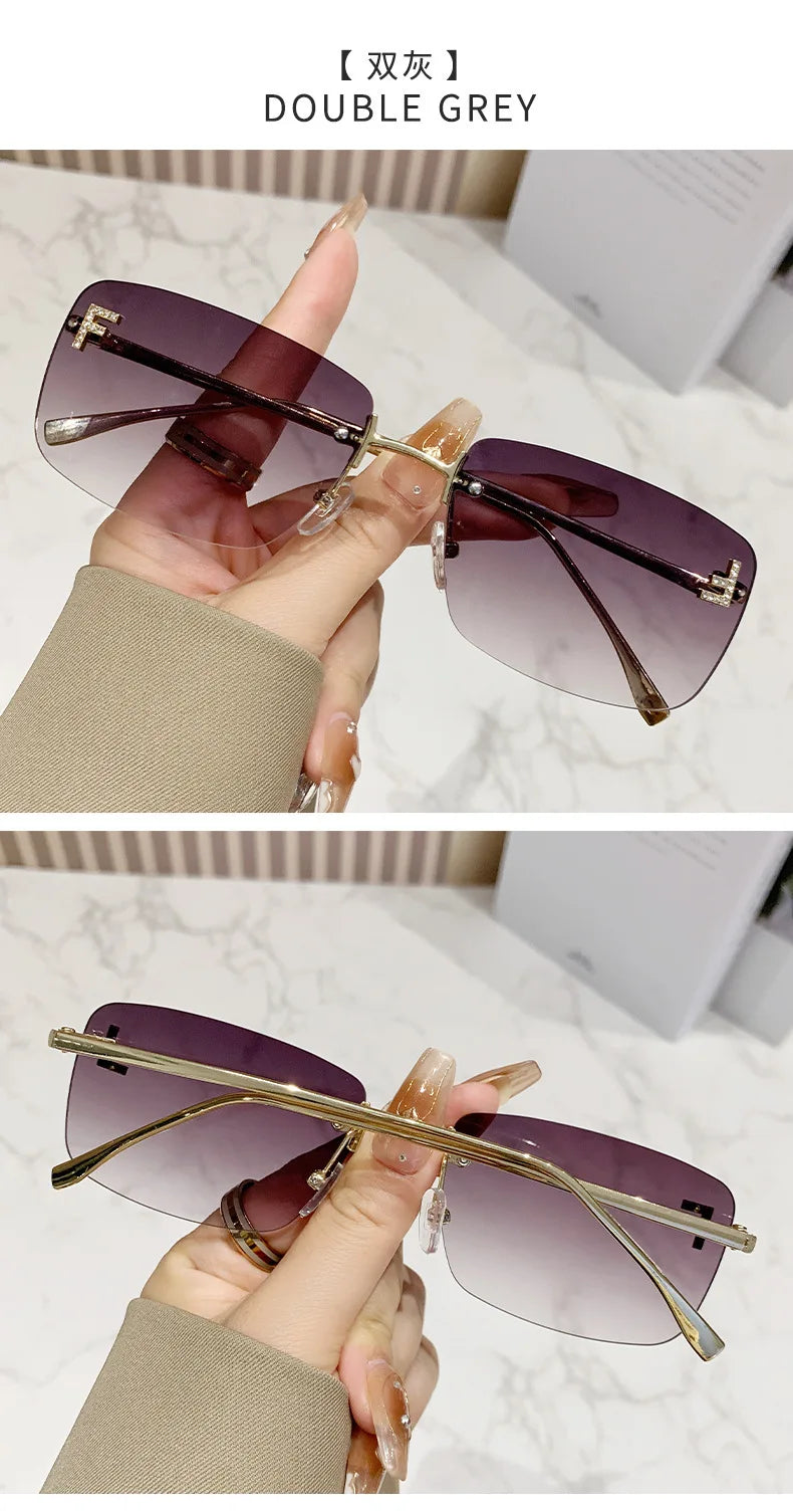 Rimless Square Fashion Sunglasses