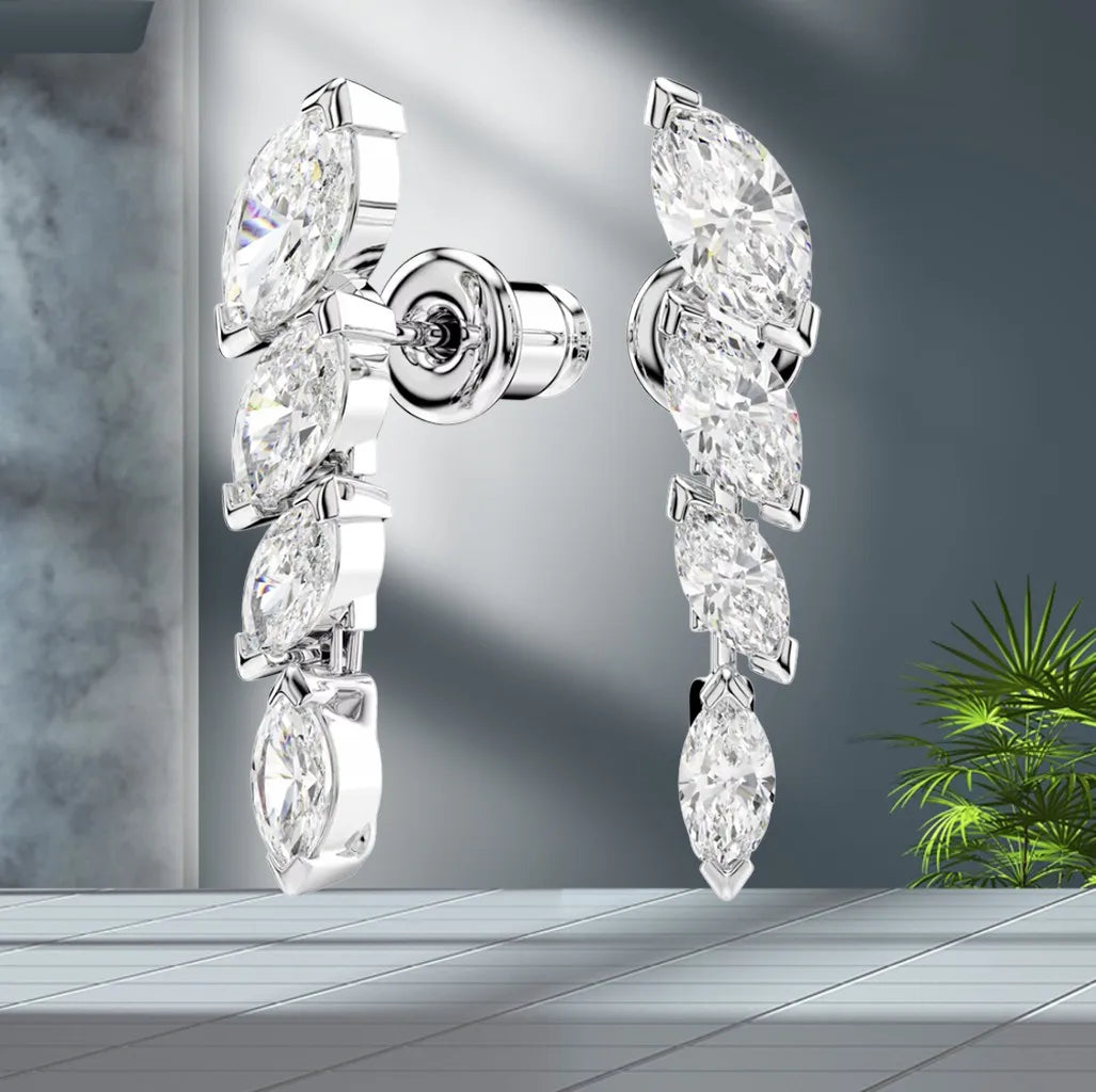 Elegant Silver Crystal Necklace And Earring Set for Women