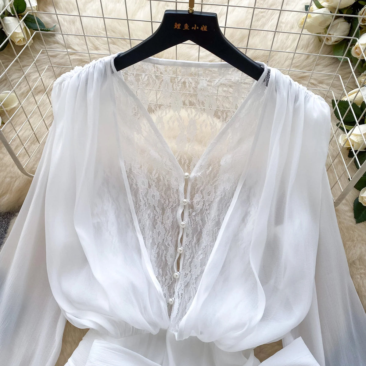 Lace Chiffon Mini Dress With Ruffles and Shorts for Women