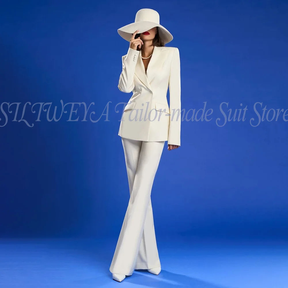 Slim Fit Double Breasted Blazer Suit Set for Women