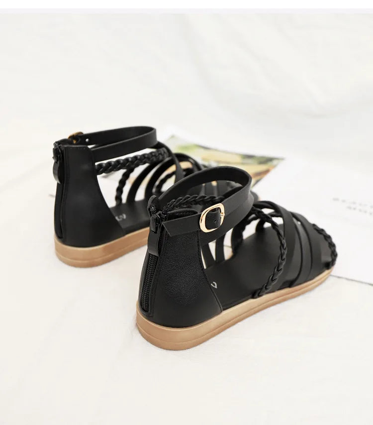 Casual Summer Bohemian Woven Slip On Flat Sandals For Women