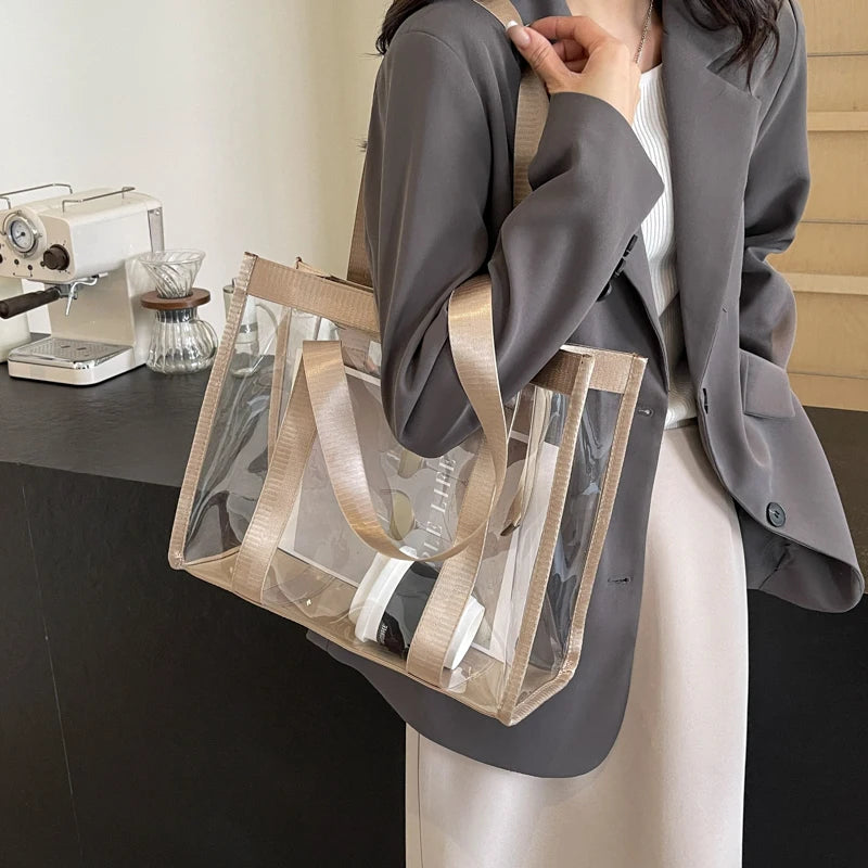 Two In One Transparent PVC Shoulder Bag Set for Women