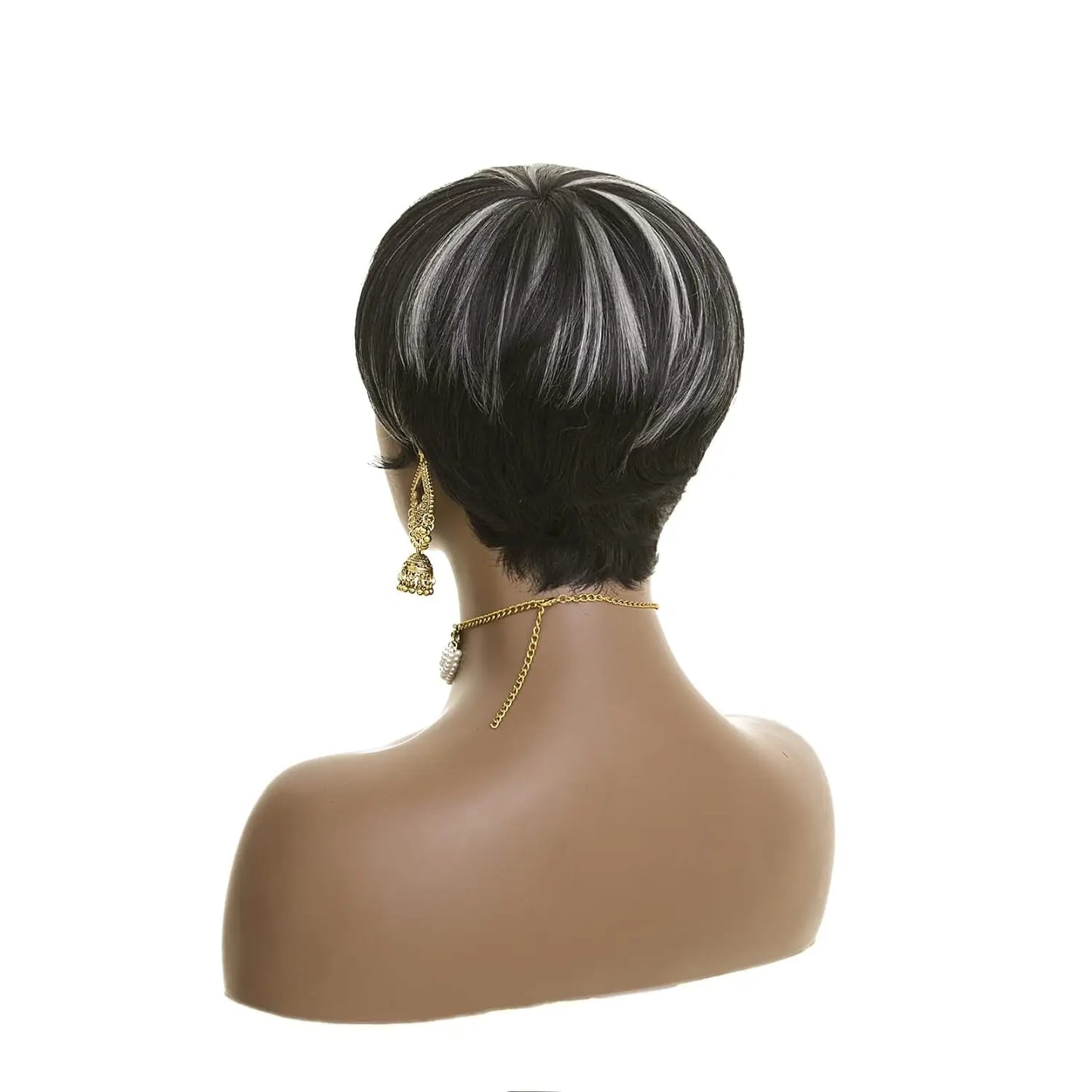 Natural Short Pixie Cut Ombre Heat Styleable Wig For Women