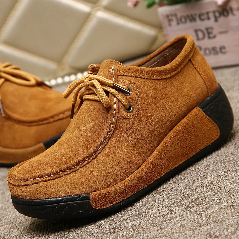 Lace Up Leather Platform Loafers