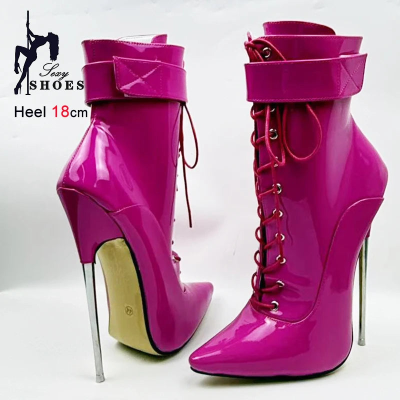 Sexy Pointed Toe Ankle Boots with Strap Wrap for Women