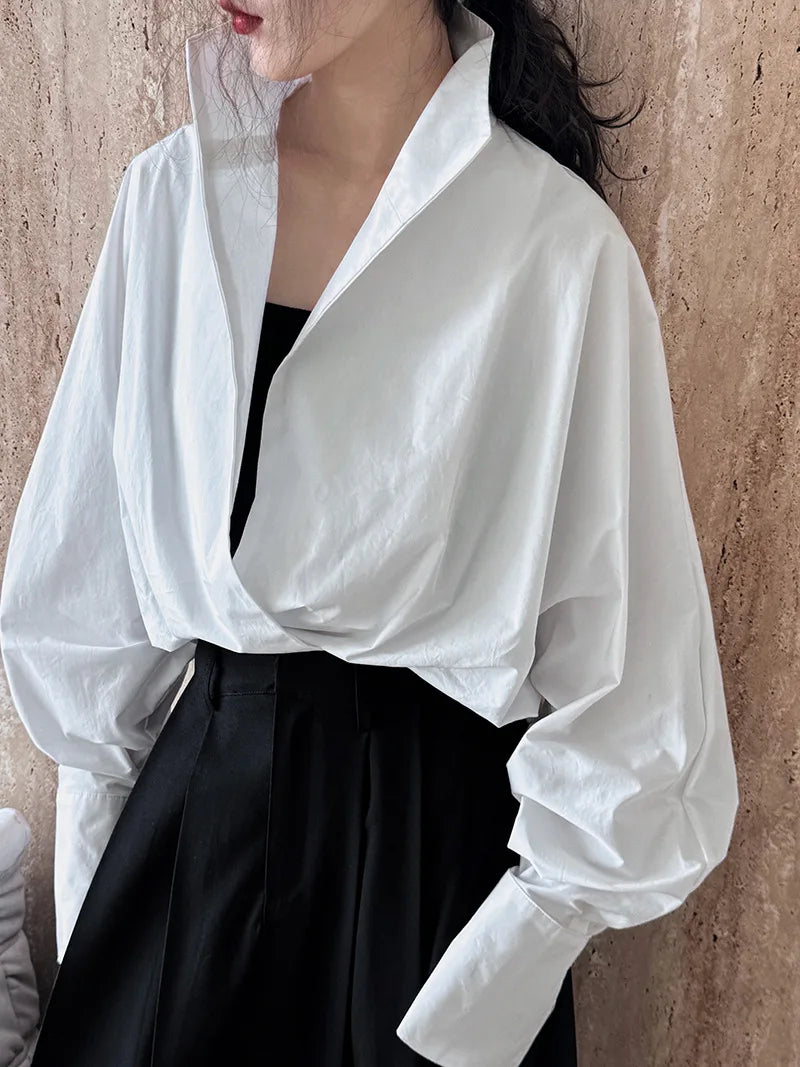 Batwing Sleeve Stand Collar Blouse