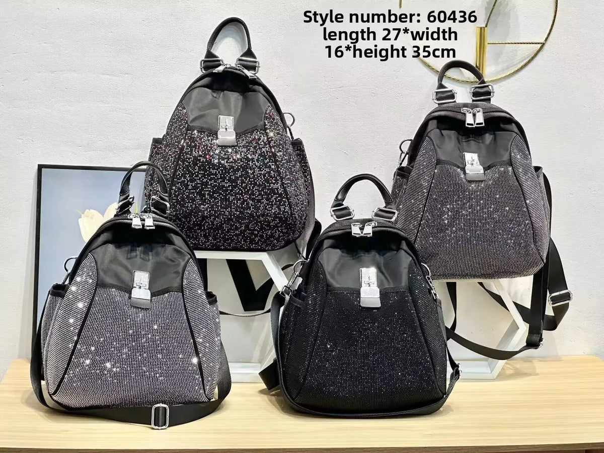 New Diamond-encrusted Backpack Fashionable Women’s Diamond-encrusted Backpack Fashionable Diamond-encrusted Shiny Backpack