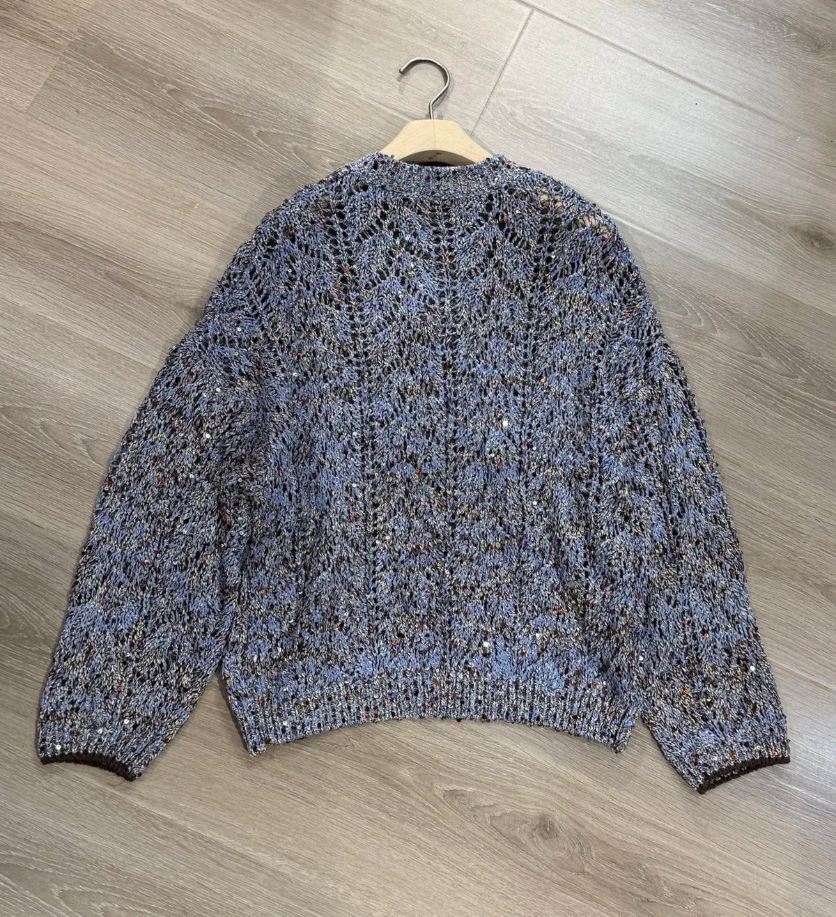 Embellished Diamond Sequin Lightweight Knit Sweater For Women