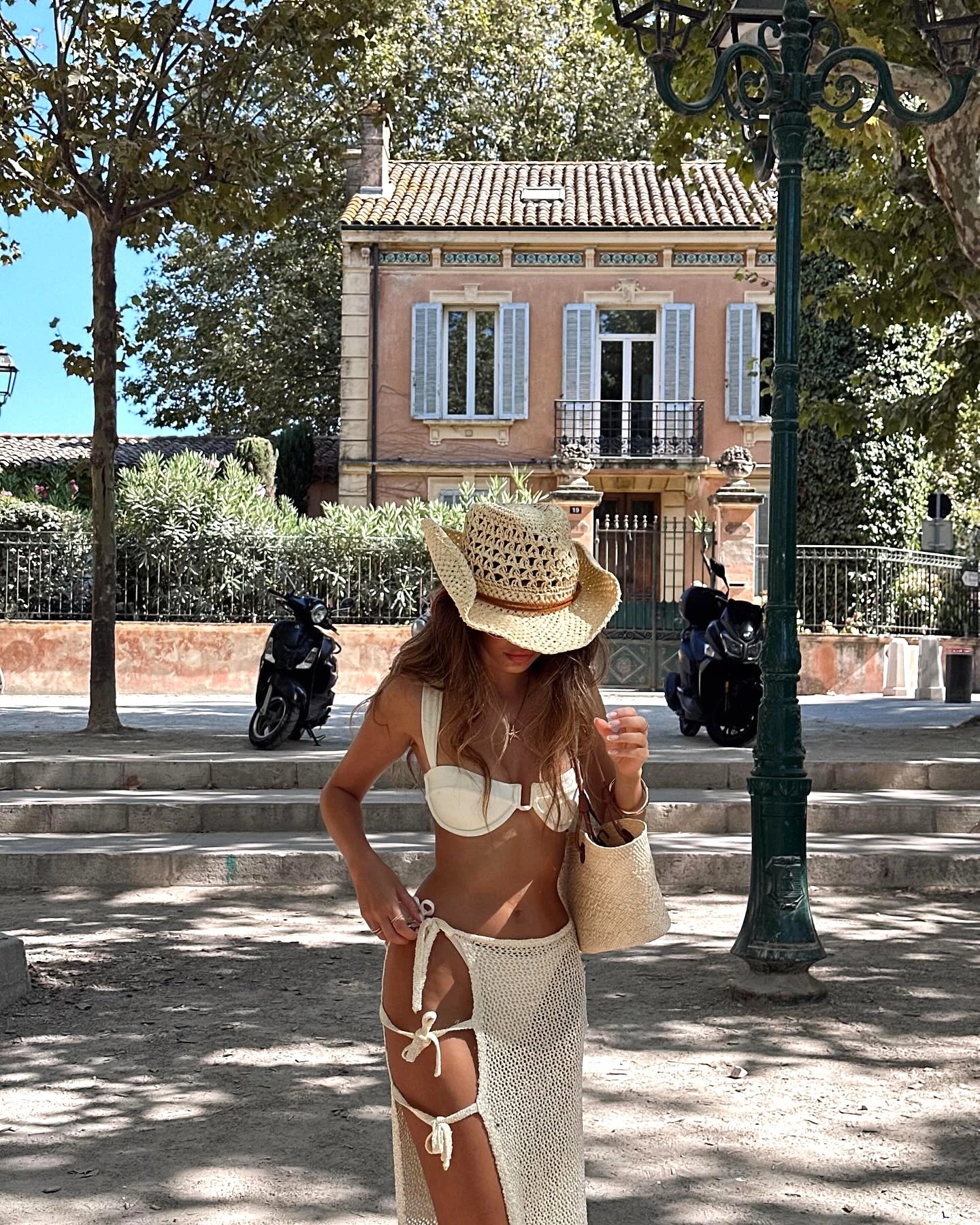 Sexy Summer Knit Cut Out Beach Half Skirt Women Chic Side Slit Lace-up Casual Wrap Skirts 2025 Pool Party Swimsuit Cover Up K249