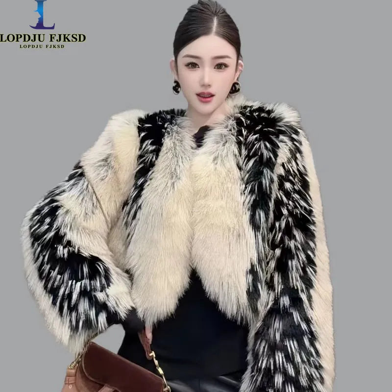 Faux Fur Coat for Women,Streetwear Jacket,Thick Warm Designer Female Clothes,High Quality,New,Winter，2024