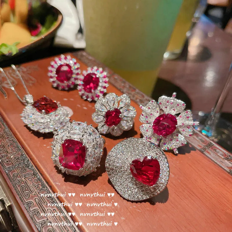 Sparkling Cubic Zirconia Necklace Earrings and Ring Set for Women
