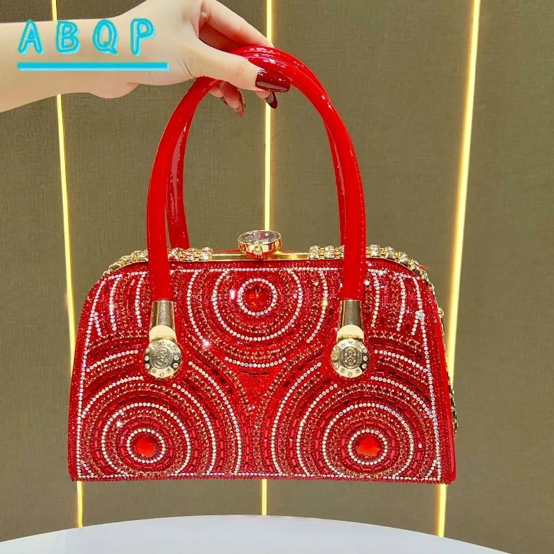 New Dinner Handbag Luxury Brand Diamond-encrusted Sparkling Dinner Party Handbag Fashion Trend Women's Shoulder Crossbody Bag