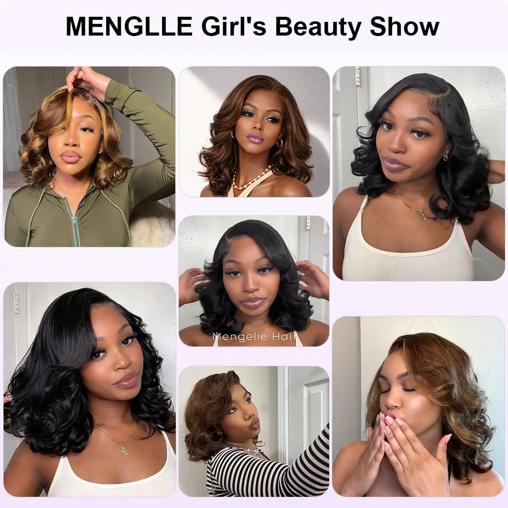 Pre Plucked Transparent Body Wave Lace Front Bob Wig For Women