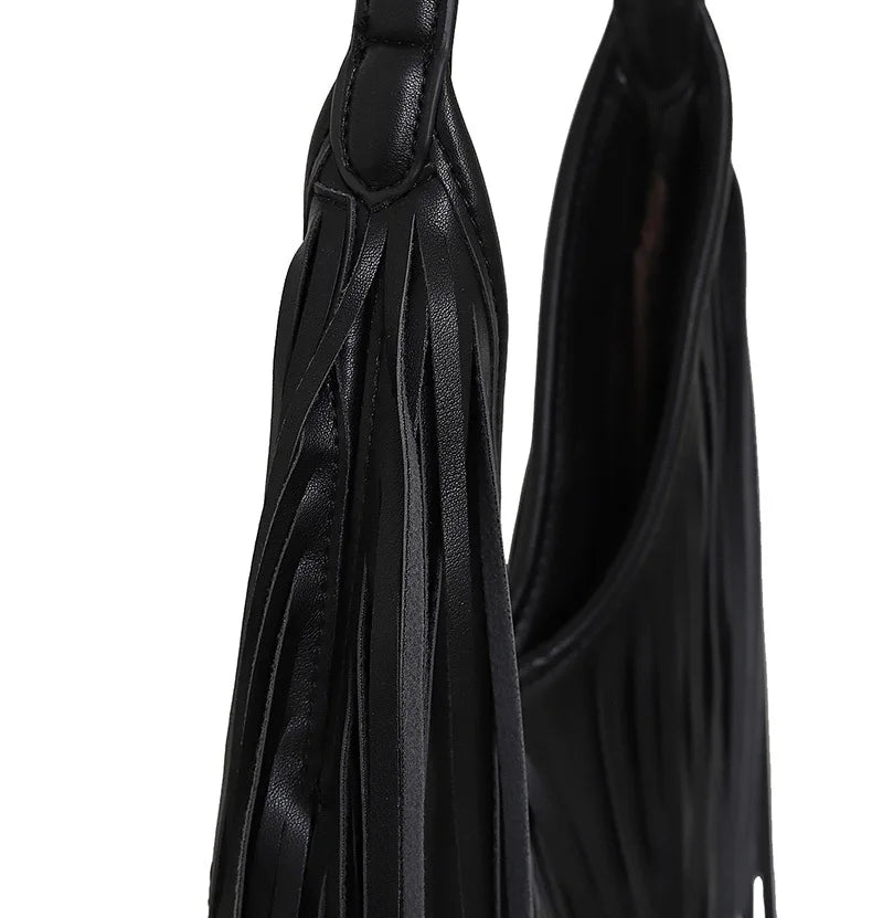 Long Tassel Lux PU Soft Leather Shoulder Bag for Women
