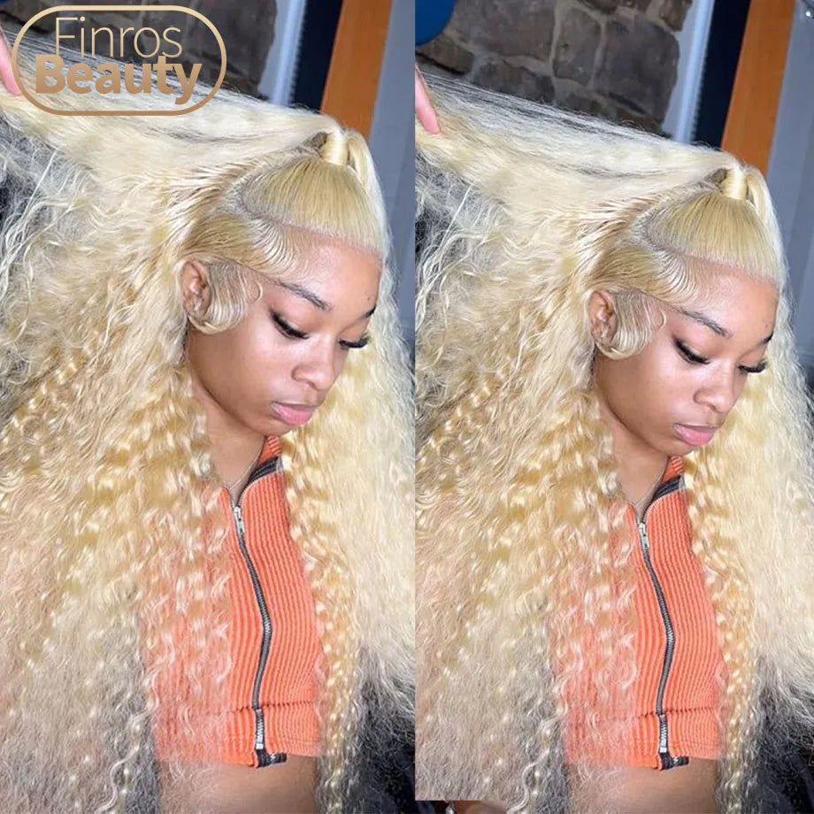 613 Hd Lace Frontal Wig 13x6 Human Hair Wigs Honey Blonde Wigs Curly Lace Front Wigs Human Hair 13x4 HD Deep Water Wave Lace Wig