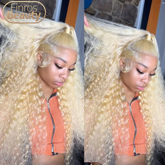 613 Hd Lace Frontal Wig 13x6 Human Hair Wigs Honey Blonde Wigs Curly Lace Front Wigs Human Hair 13x4 HD Deep Water Wave Lace Wig