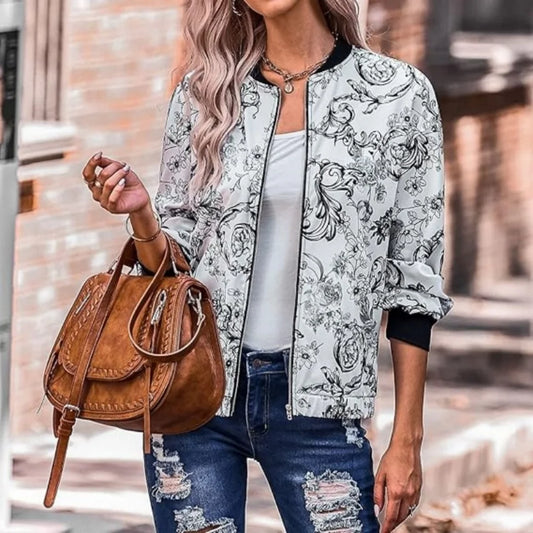 Plus Size Printed Loose Casual Lightweight Jacket for Women