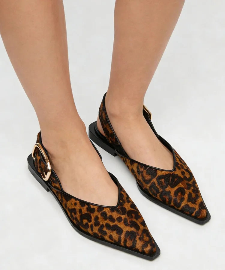 Comfortable Leopard Print Buckle Strap Flat Sandals for Women