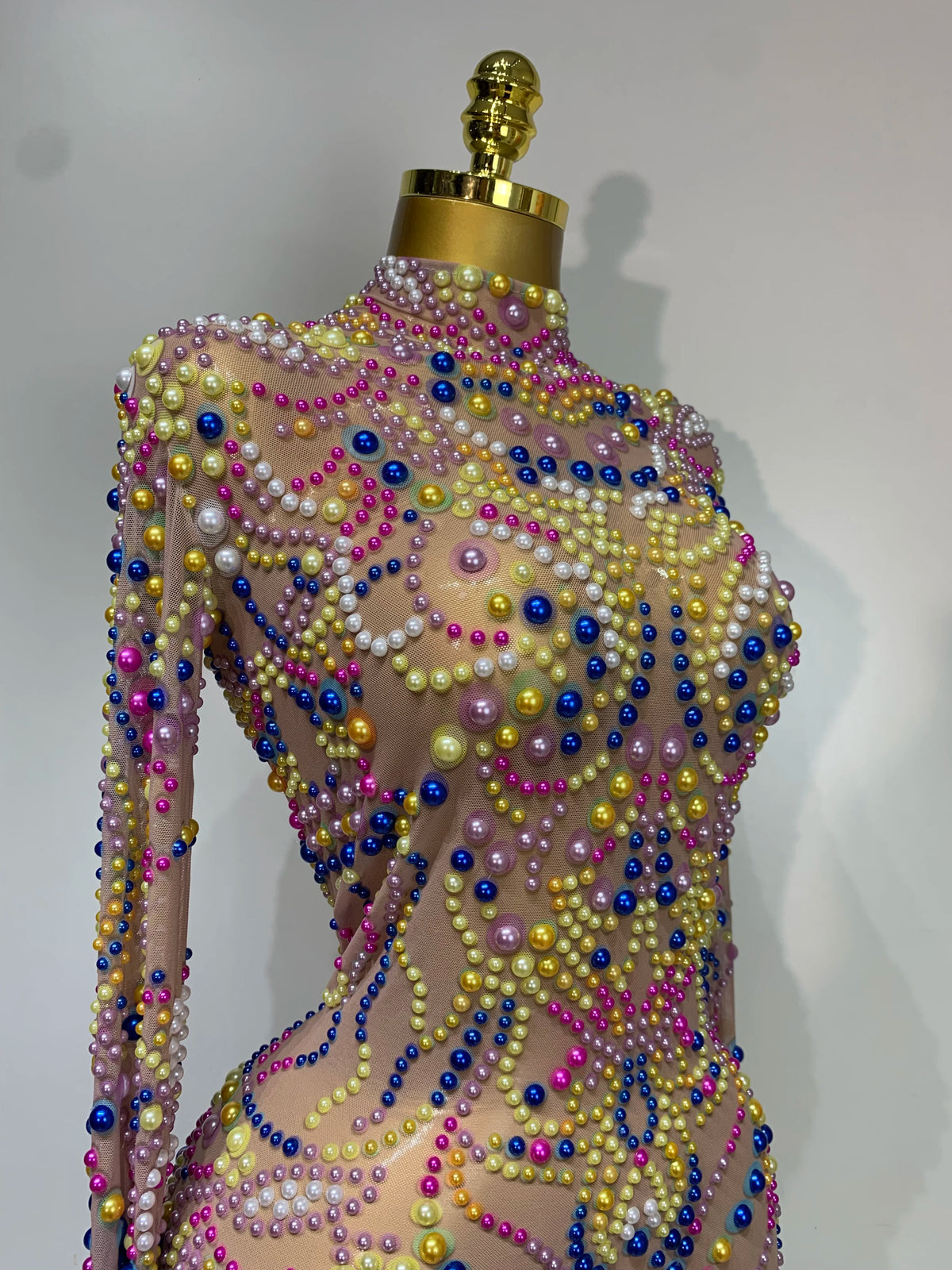 Women Sexy Transparent Mesh Stage Performance Costume Dancer Singer Nightclub Elagant Evening Party Luxury Birthday Dress