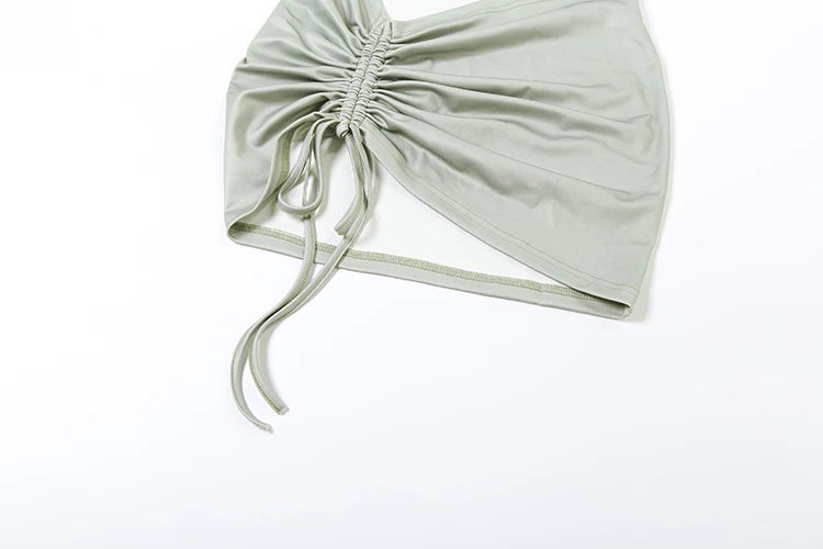 Sisterlinda Sexy Fashion 2 Piece Set Woman Tie-Dye Design Backless Hooded Bodysuits+Shirring Ruched Skirts Midnight Club Outfits