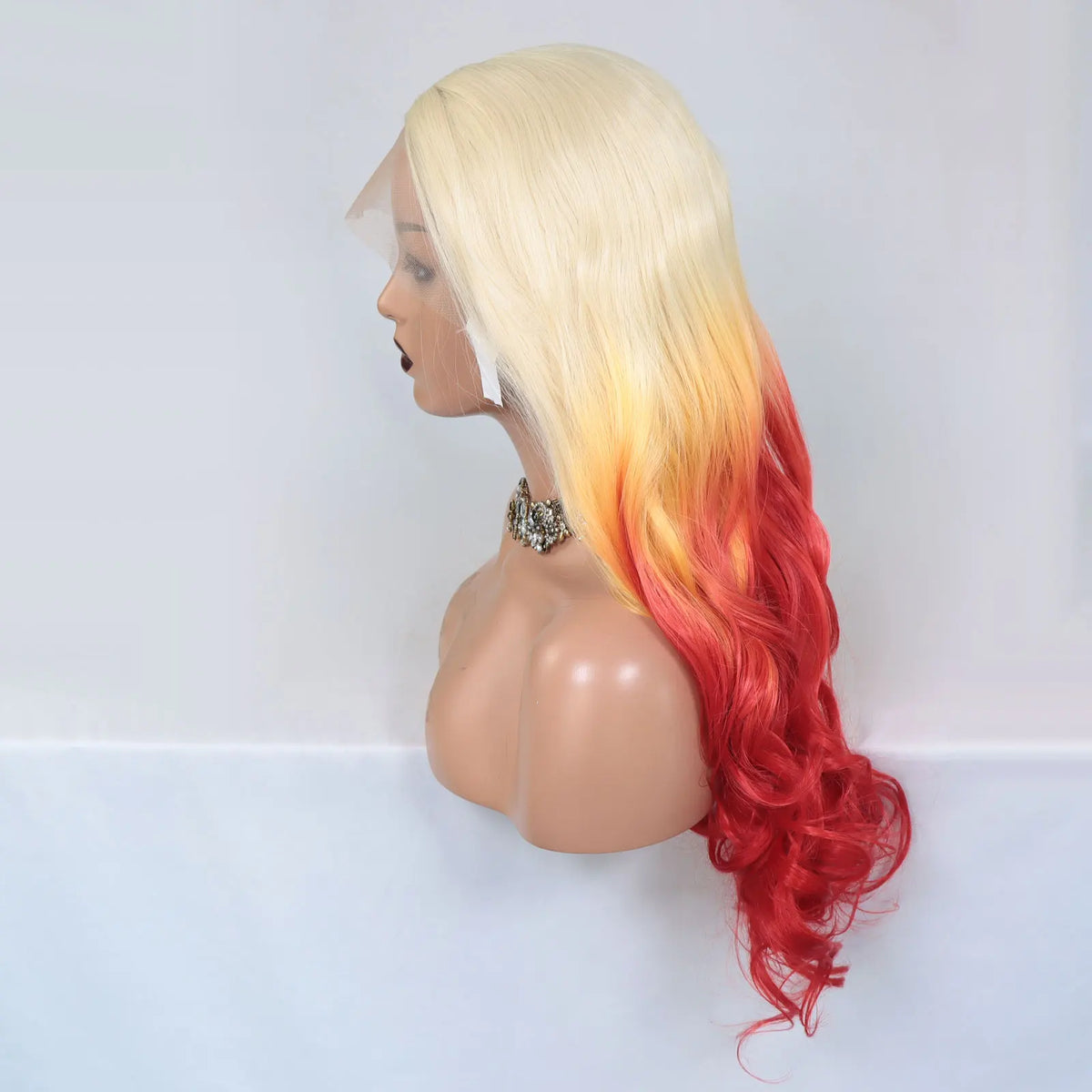 613 Blonde Ombre Orange Red Synthetic Lace Front Wigs For Women Cosplay Long Curly Heat Resistant Hair Wig Glueless Frontal Wigs