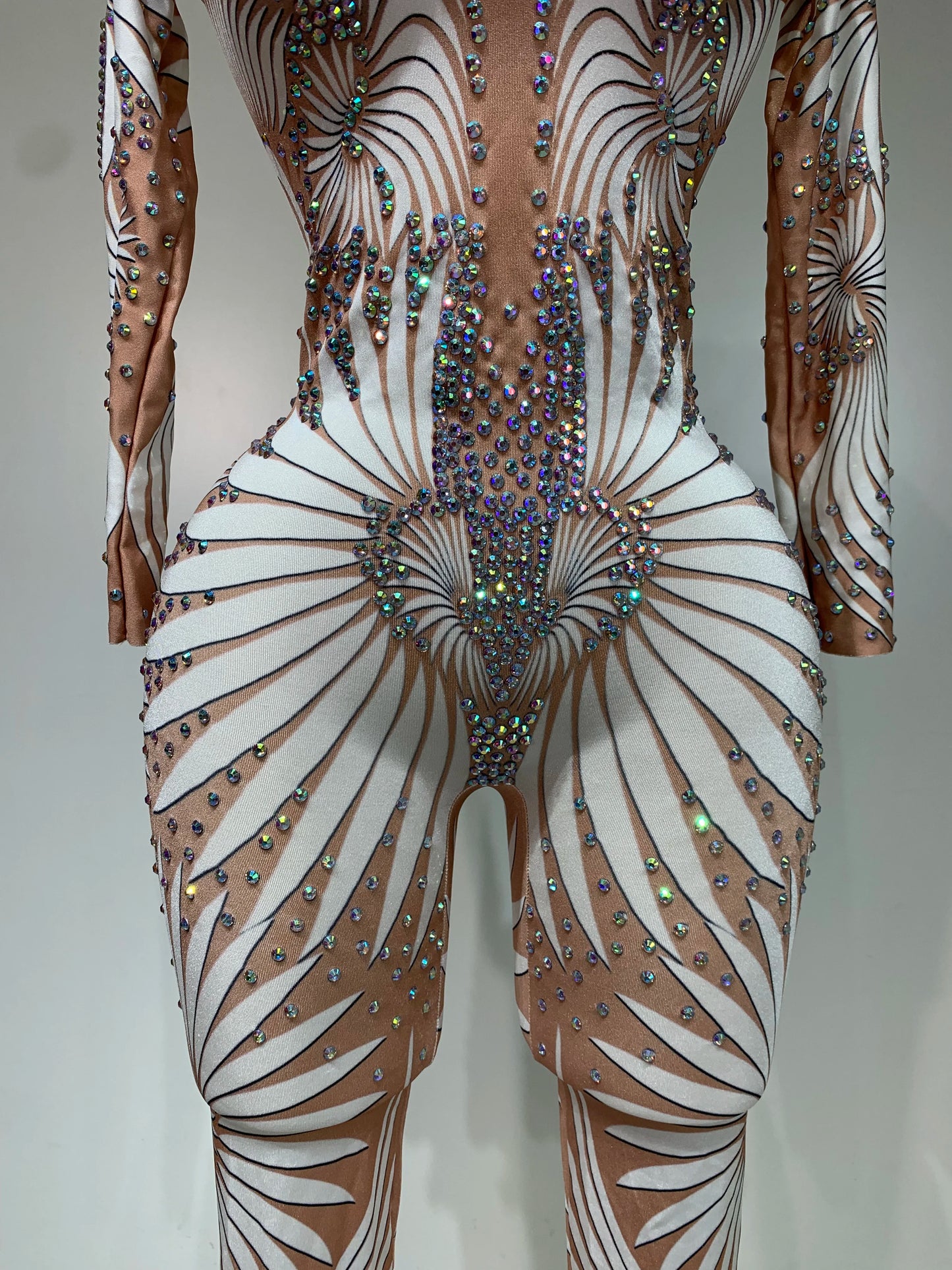 STOCK Sparkly Diamond Women Sexy Mesh Jumpsuit Nightclub Bar Party Show Gogo Dancer Clothing Drag Queen Outfit Stage Costume