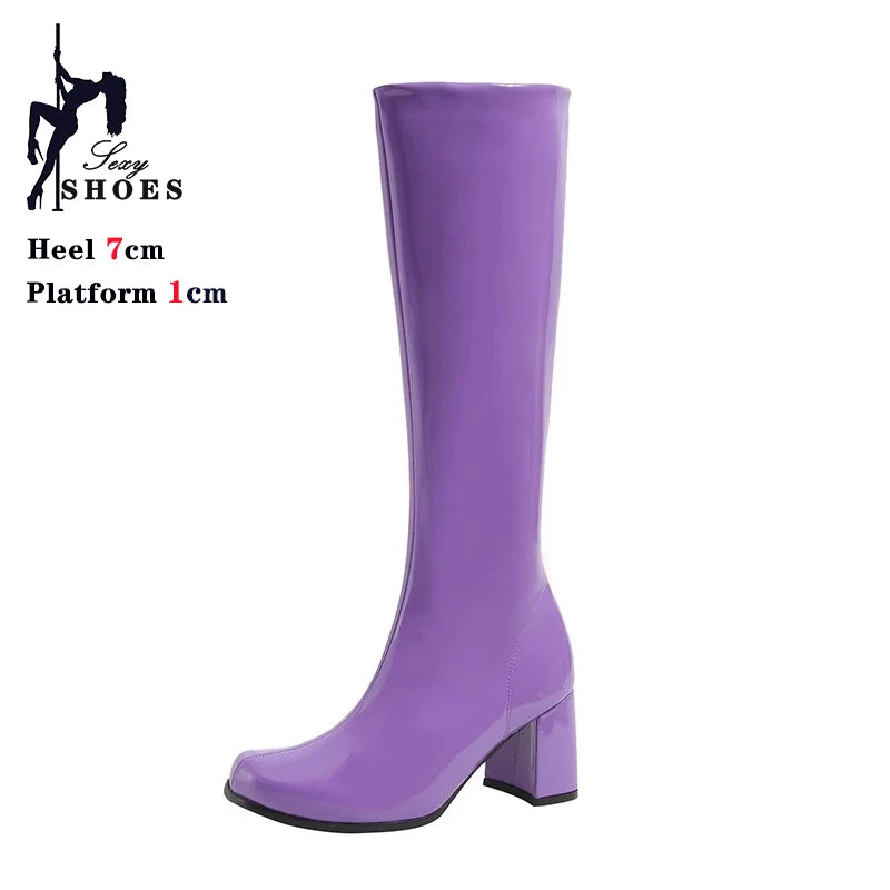 Elegant Shimmering Knee-High Go-Go Boots for Women
